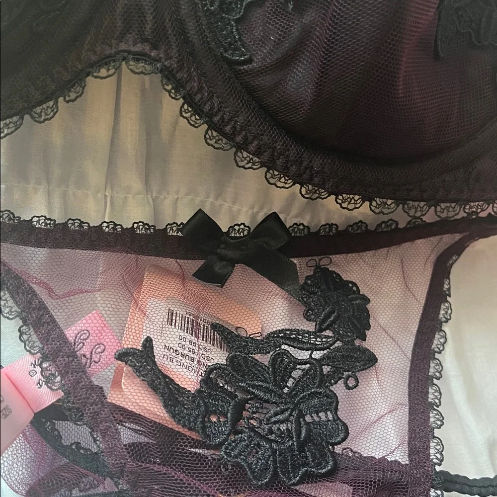 Agent provocateur Lianne bra and thong set Elegant purple burgundy tulle Lace